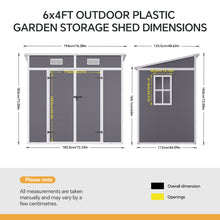 Load image into Gallery viewer, 6x4FT Outdoor Plastic Garden Storage Shed
