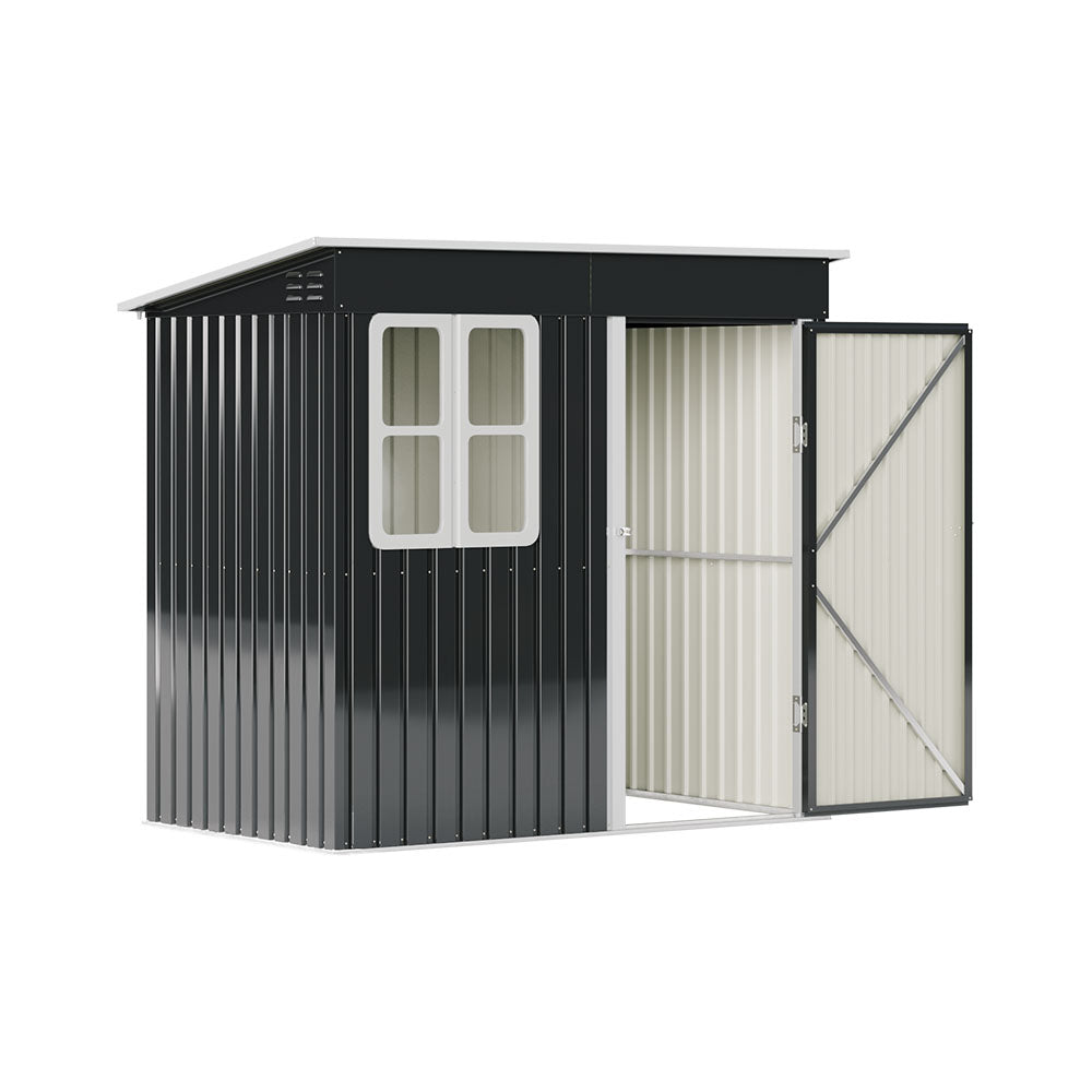 7X4FT Outdoor Metal Garden Storage Shed with Window and vents