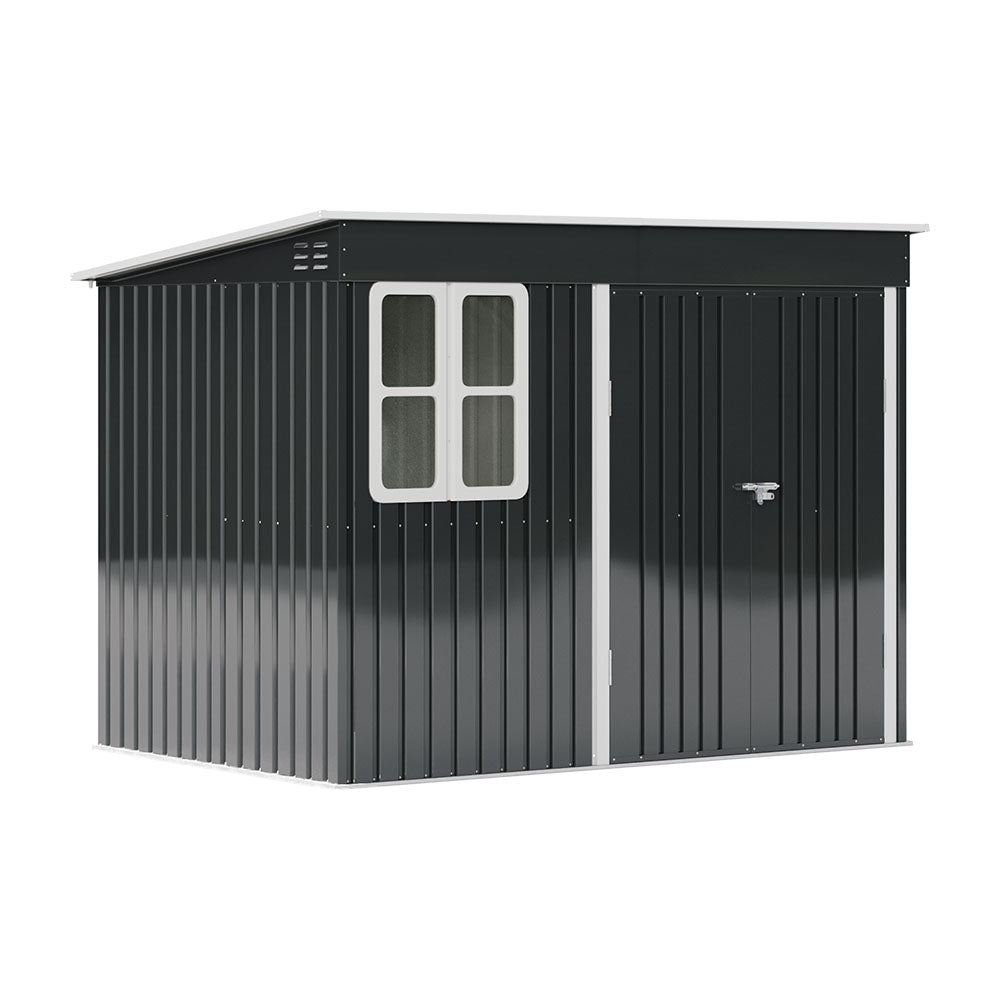 9X6FT Outdoor Metal Garden Storage Shed with Window and Vents