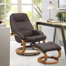 Load image into Gallery viewer, 103.5cm High Back PU Leather Recliner Armchair with Footstool Lounge Chairs Living and Home Brown 
