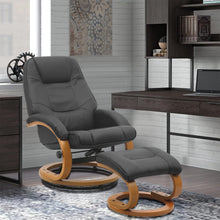 Load image into Gallery viewer, 103.5cm High Back PU Leather Recliner Armchair with Footstool Lounge Chairs Living and Home Black 
