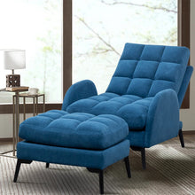 Load image into Gallery viewer, Modern Velvet Upholstered Recliner and Ottoman Set Recliners Living and Home Blue 
