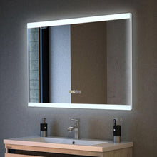Load image into Gallery viewer, Large Rectangular Frameless Anti-Fog LED Vanity Mirror with Clock Bathroom Mirrors Living and Home 
