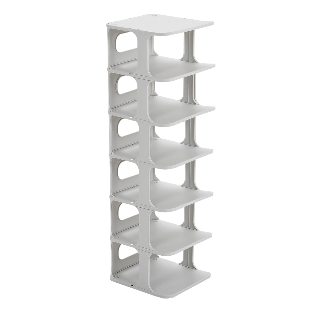 Livingandhome 6-Tier 6-Pair Off-White Plastic Shoe Rack