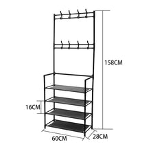 Load image into Gallery viewer, Entryway 4 Tier Shoe Rack with Coat Hanger
