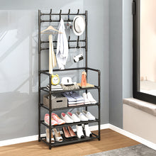Load image into Gallery viewer, Entryway 4 Tier Shoe Rack with Coat Hanger
