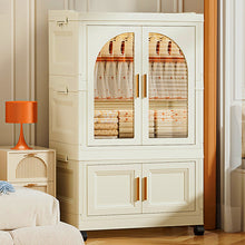Load image into Gallery viewer, Modern Cream White Kids Wardrobe with Doors
