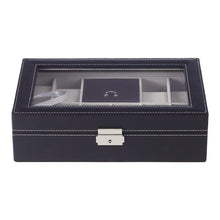 Load image into Gallery viewer, 8-Slot Black PU Leather Watch Display Box with Ring Slots
