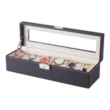Load image into Gallery viewer, 6-Slot Elegant Faux Leather Watch Display Case
