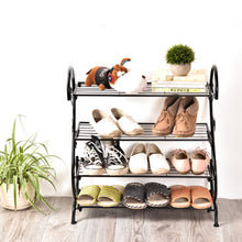 Load image into Gallery viewer, Black Metal 4 Tier S-Shape Shoe Rack
