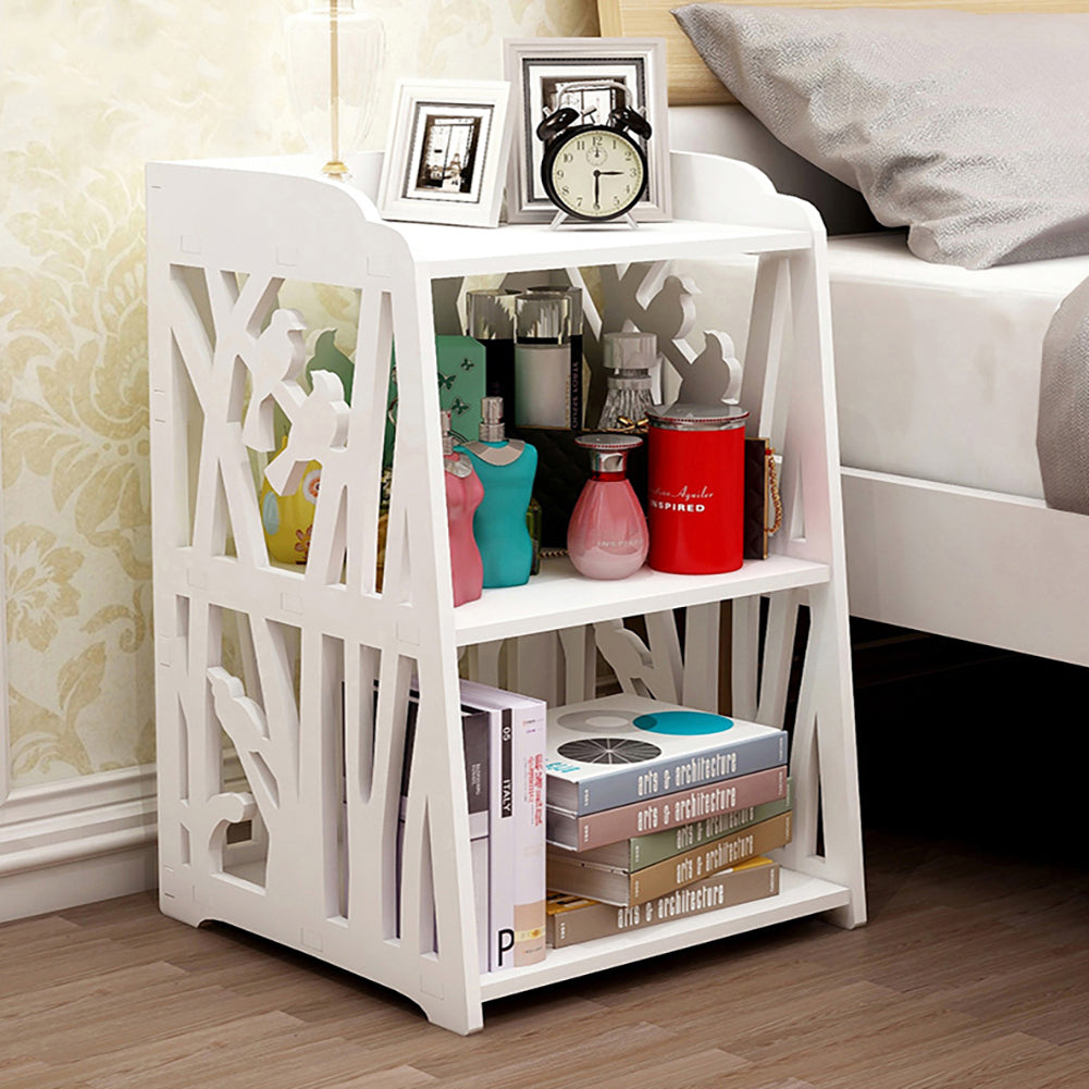 Livingandhome Rustic Small White Bedside Table