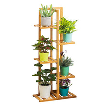 Load image into Gallery viewer, Rustic Wooden Multi-Tiered Potted Plant Stand

