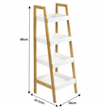 Load image into Gallery viewer, Nordic Freestanding Wooden 4-Tier Ladder Shelf Storage Organizer
