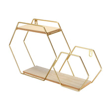 Load image into Gallery viewer, 2-Tier Geometric Floating Shelf Easy Assembly Gold Framed Wall Shelf Wall &amp; Display Shelves Living and Home 
