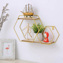 Load image into Gallery viewer, 2-Tier Geometric Floating Shelf Easy Assembly Gold Framed Wall Shelf Wall &amp; Display Shelves Living and Home 
