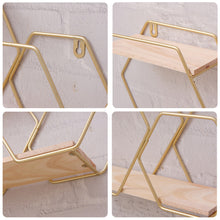 Load image into Gallery viewer, 2-Tier Geometric Floating Shelf Easy Assembly Gold Framed Wall Shelf Wall &amp; Display Shelves Living and Home 
