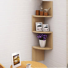 Load image into Gallery viewer, Tiered Wooden Floating Corner Shelf

