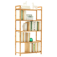 Load image into Gallery viewer, Tiered Bamboo Wood Book Storage Shelf
