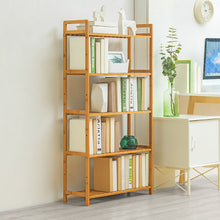 Load image into Gallery viewer, Tiered Bamboo Wood Book Storage Shelf
