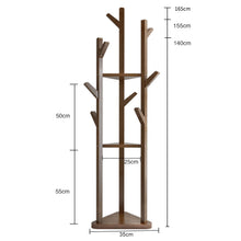 Load image into Gallery viewer, Wooden Coat Rack Stand with 3 Shelves for Entryway
