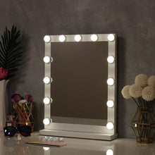 Load image into Gallery viewer, Hollywood Style Lighted Rectangular Makeup Mirror with Base LED Make Up Mirrors Living and Home 13 Light 
