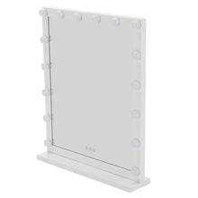 Load image into Gallery viewer, Hollywood Style Lighted Rectangular Makeup Mirror with Base
