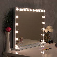 Load image into Gallery viewer, Hollywood Style Lighted Rectangular Makeup Mirror with Base LED Make Up Mirrors Living and Home 
