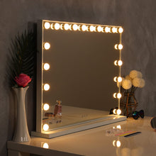 Load image into Gallery viewer, Hollywood Style Lighted Rectangular Makeup Mirror with Base LED Make Up Mirrors Living and Home 

