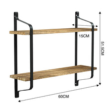 Load image into Gallery viewer, Industrial 2-Tier Home Decor Floating Wall Shelves
