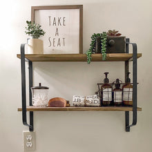 Load image into Gallery viewer, Industrial 2-Tier Home Decor Floating Wall Shelves
