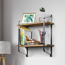 Load image into Gallery viewer, Industrial 2-Tier Home Decor Floating Wall Shelves
