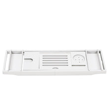 Load image into Gallery viewer, Simple Expandable Bamboo Wooden Tub Tray Shower Caddies Living and Home Double Box White 
