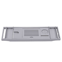 Load image into Gallery viewer, Simple Expandable Bamboo Wooden Tub Tray Shower Caddies Living and Home Double Box Grey 
