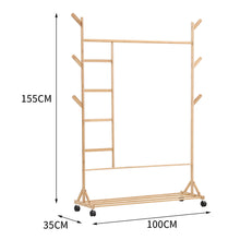Load image into Gallery viewer, Bamboo Clothes Rack with Bottom Shelf Shoe Clothing Organizer
