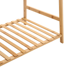 Load image into Gallery viewer, Bamboo Trapezoid Clothing Rack with 5-Tier Storage Shelves Multi-Functional Clothes Hanging Rack Stand
