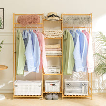 Load image into Gallery viewer, Bamboo Trapezoid Clothing Rack with 5-Tier Storage Shelves Multi-Functional Clothes Hanging Rack Stand Living and Home 
