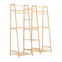 Load image into Gallery viewer, Bamboo Trapezoid Clothing Rack with 5-Tier Storage Shelves Multi-Functional Clothes Hanging Rack Stand Living and Home 
