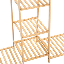 Load image into Gallery viewer, Bamboo Trapezoid Clothing Rack with 5-Tier Storage Shelves Multi-Functional Clothes Hanging Rack Stand Living and Home 
