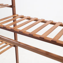 Load image into Gallery viewer, Bamboo Trapezoid Clothing Rack with 5-Tier Storage Shelves Multi-Functional Clothes Hanging Rack Stand
