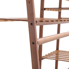 Load image into Gallery viewer, Bamboo Trapezoid Clothing Rack with 5-Tier Storage Shelves Multi-Functional Clothes Hanging Rack Stand
