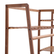 Load image into Gallery viewer, Bamboo Trapezoid Clothing Rack with 5-Tier Storage Shelves Multi-Functional Clothes Hanging Rack Stand
