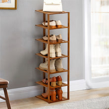 Load image into Gallery viewer, 7 Tiers Bamboo Shoe Rack Entryway Hallway Shoe Shelf
