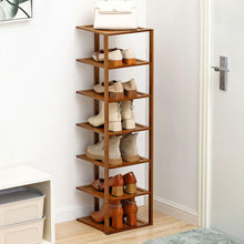 Load image into Gallery viewer, 7 Tiers Bamboo Shoe Rack Entryway Hallway Shoe Shelf
