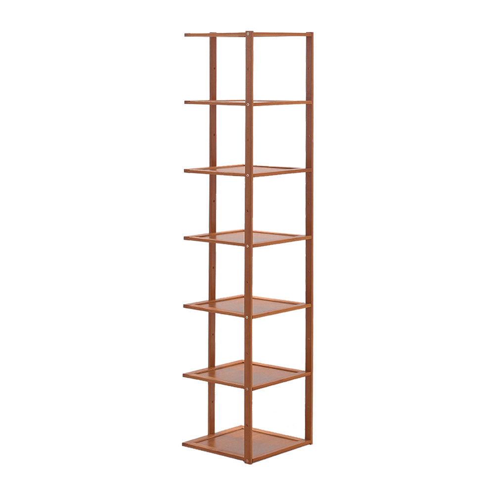 Livingandhome 7 Tiers Bamboo Shoe Rack Entryway Hallway Shoe Shelf