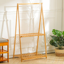 Load image into Gallery viewer, 2-Tier Bamboo Hanging Plant Stand Folding Planter Rack
