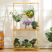 Load image into Gallery viewer, 2-Tier Bamboo Hanging Plant Stand Folding Planter Rack
