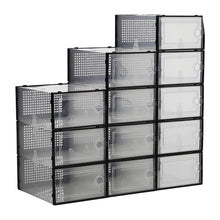 Load image into Gallery viewer, Livingandhome 12x Stackable Shoe Storage Box Organiser Black
