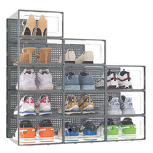 Load image into Gallery viewer, Livingandhome 12x Stackable Shoe Storage Box Organiser Grey
