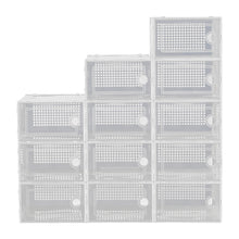 Load image into Gallery viewer, Livingandhome 12x Stackable Shoe Storage Box Organiser White
