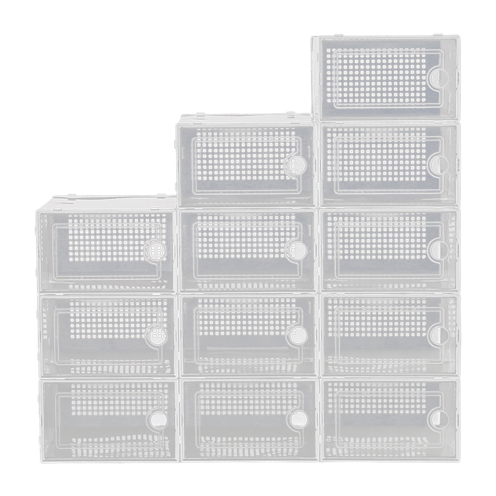 Livingandhome 12x Stackable Shoe Storage Box Organiser White